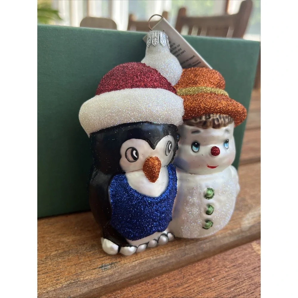 RARE Beat Friends Polar Bear Penguin Slavic Treasures Poland Hand Blown Ornament